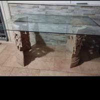 tavolo con piano in vetro 