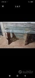 tavolo con piano in vetro 