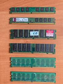 Lotto 6 moduli RAM usati – DDR, DDR2, SDRAM – King