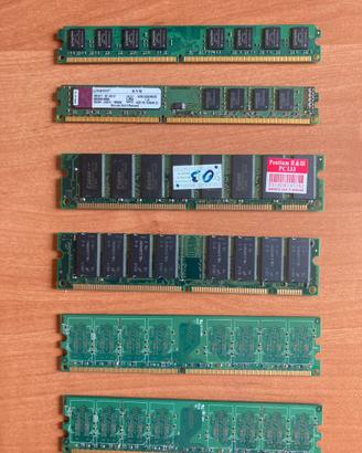 Lotto 6 moduli RAM usati – DDR, DDR2, SDRAM – King