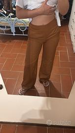 pantaloni marroni a palazzo twinset