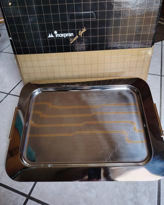 vassoio acciaio inox e oro inoxpran 