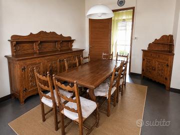 Sala da pranzo 11 pezzi in noce nazionale