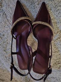 Scarpe con tacco slingback in vernice