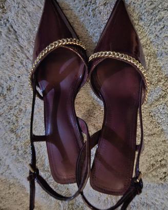 Scarpe con tacco slingback in vernice