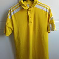 Polo Adidas gialla originale con strisce bianche –