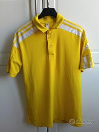 Polo Adidas gialla originale con strisce bianche –