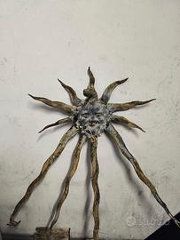 Artisan Wrought Iron Anthropomorphic Sun Wall Scul