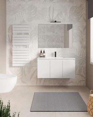 Mobile bagno sospeso con ante 100 cm bianco opaco