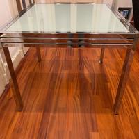 Tavolo design vetro e acciaio cromato allungabile