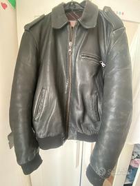 Bomber in vera pelle nero stile vintage