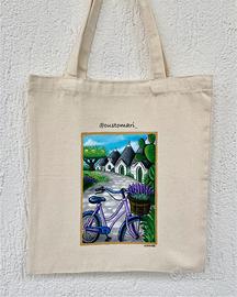 Borsa Tote Bag Alberobello dipinta a mano