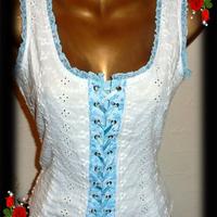 CORSETTO SANGALLO CON LACCI RASO, VOLANT, PERLINE