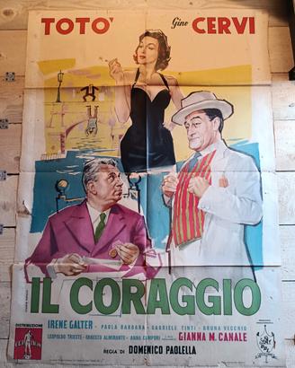 Manifesto cinema "IL CORAGGIO" con Totò Gino Cervi