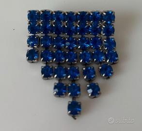 Spilla strass azzurri vintage