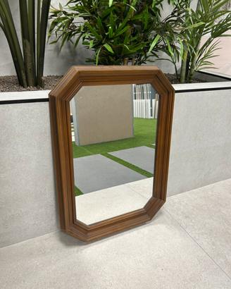 Specchio Sagomato Vintage Cornice Legno Anni 70
