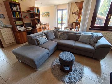 Divano letto angolare con pouf contenitore sx