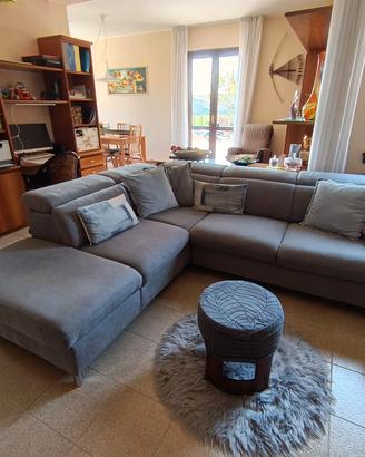 Divano letto angolare con pouf contenitore sx