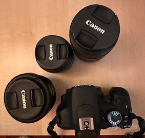 canon 1200d con 3 obiettivi e cavalletto