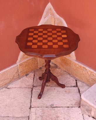 Tavolino a scacchiera in legno vintage 