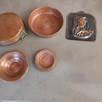 set 5 pezzi decorazioni in rame