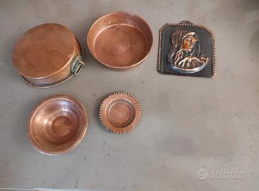 set 5 pezzi decorazioni in rame