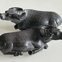 Statuetta bufalo d'acqua scultura in pietra ollare