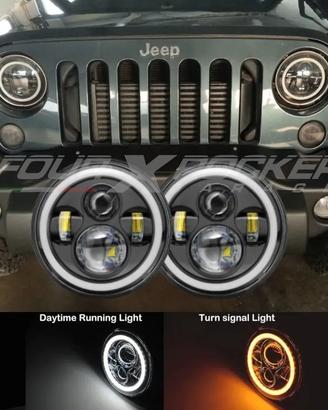 FARI PROIETTORI ROTONDI LED 7″ DRL Angel Wing 12v