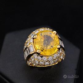 ANELLO SUN ORO 18KT DIAMANTI 1.92 CT E TOPAZIO 6CT