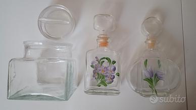 set di 3 contenitori in vetro per il bagno