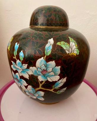 Splendido vaso cinese cloisonne cachepot