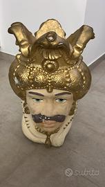 Testa di Moro in ceramica dipinta a mano - Stile s