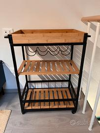 Carrello portavivande metallo nero e rovere