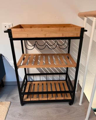 Carrello portavivande metallo nero e rovere