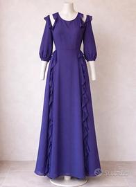 Abito lungo elegante con volant per donna, tg S