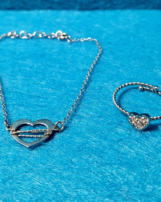 Anello Marlù acciaio inox + Collana colore argento