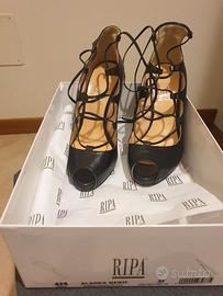 Scarpe pelle nere tacco alto
