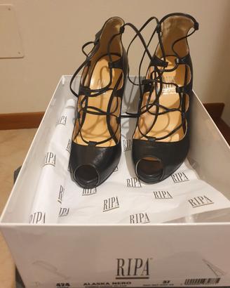 Scarpe pelle nere tacco alto