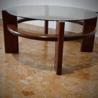 Tavolino legno/cristallo, vintage '60