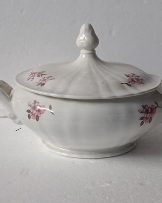 Zuppiera porcellana Laveno fior di pesco 