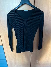 Maglia jadea a coste nera di velluto