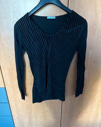 Maglia jadea a coste nera di velluto