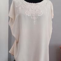 Blusa con ricamo smerlato in pura seta