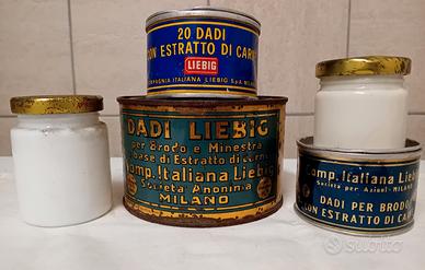 LIEBIG VECCHIE SCATOLE DI LATTA E VASETTI VINTAGE 