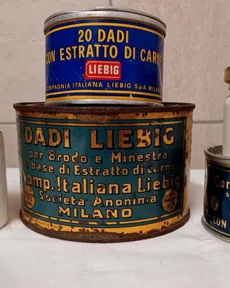 LIEBIG VECCHIE SCATOLE DI LATTA E VASETTI VINTAGE 