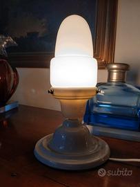 lampada da tavolo anni 50 opalino e ceramica