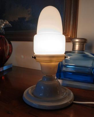 lampada da tavolo anni 50 opalino e ceramica