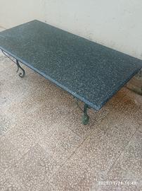 Tavolinetto ferro battuto e marmo verde