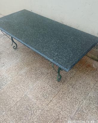 Tavolinetto ferro battuto e marmo verde