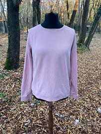 Felpa leggera donna rosa pastello girocollo